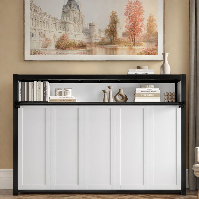 Lit escamotable avec tablettes Murphy, Blanc / Blanc