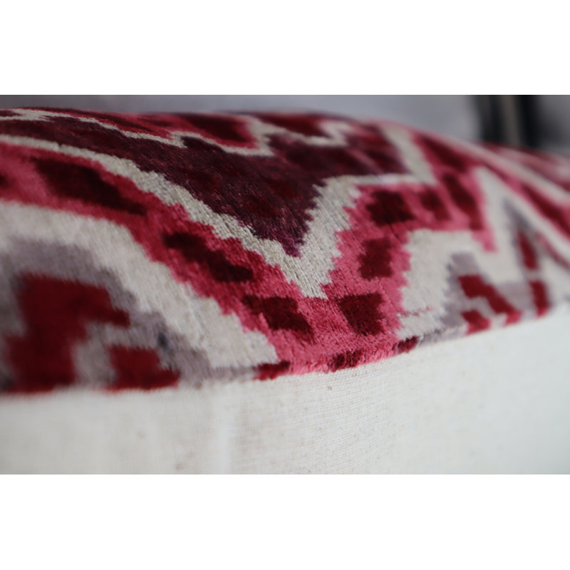 Velvet Rectangular Pillow Cover & Insert, Brown/Red Geometric 1
