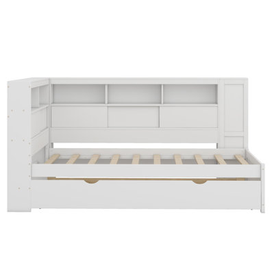 Daybed With Storage Shelves, USB And Trundle