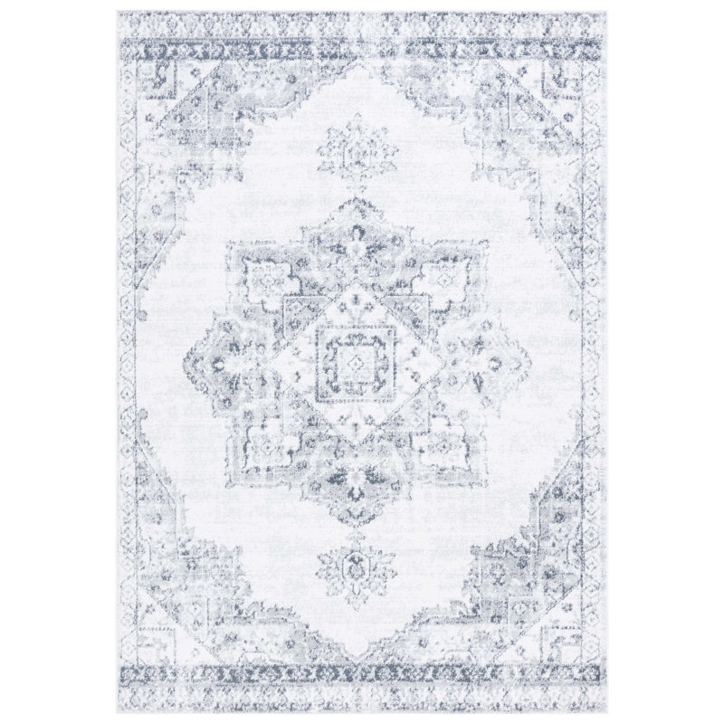 Tapis ivoire / gris Lowrey, Rectangle 8 pi x 10 pi