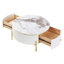Table basse ronde avec rangement à 2 tiroirs