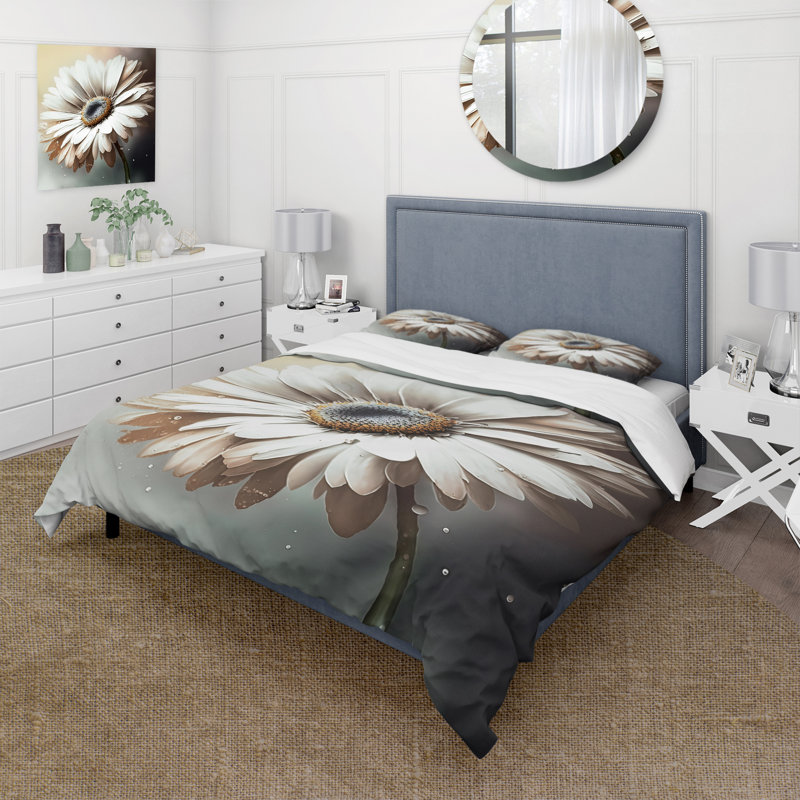 Ensemble de housse de couette en microfibre / polyester White Gerbera Flowers II