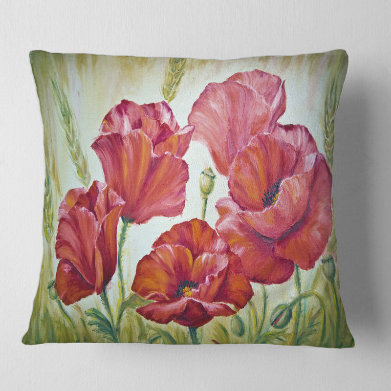 Housse et insert de coussin carré Blossoming Poppies in the Morning III, 16" x 16"