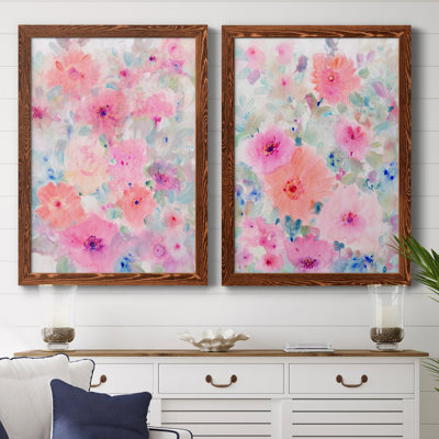 " Bright Floral Design I " 2 - Pieces Painting Print