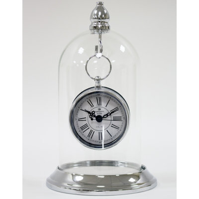 Metal Quartz movement / Crystal Tabletop Clock in Silver