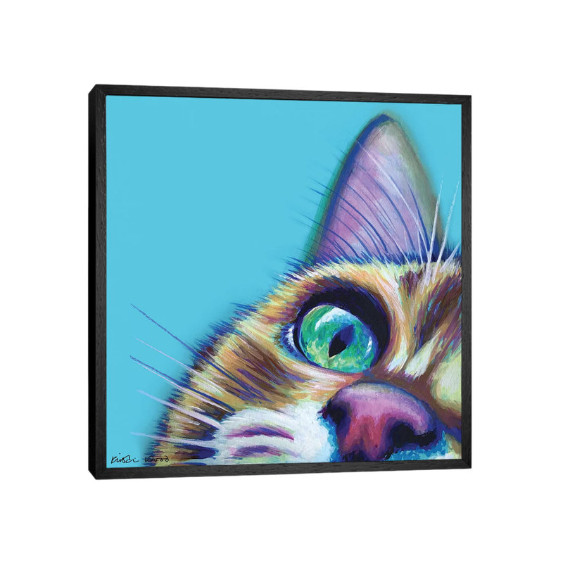 Ginger On Turquoise by Kirstin Wood - Painting on Canvas, Black Framed, 45.72 cm H x 45.72 cm W