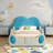 Twin Cloud Kids Bed, PU Leather Upholstered, Solid Wood Frame, Storage Pocket, Easy Assembly-445225859