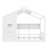 Twin Size Floor House Bed, Bed With Semi - Enclosed Play Area, Storage Shelf, Construction White For , Space, Pine Frame-597606850-597606852