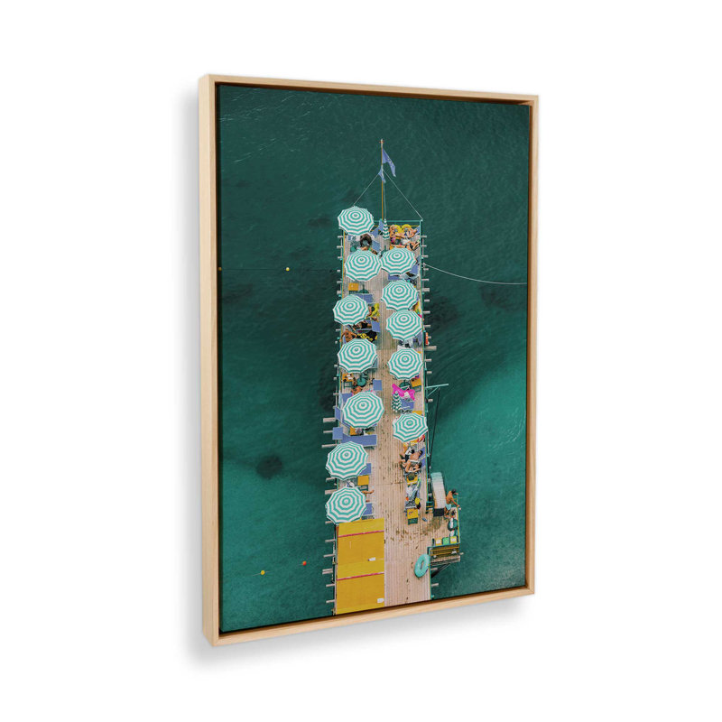 Impression sur toile Pier Paradise, H 12,75 po x l 8,75 po x P 1,75 po, Cadre américain en érable flottant