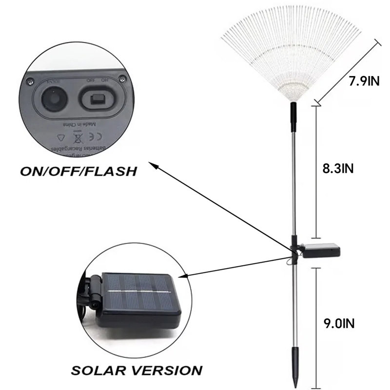 150 LED 8 Modes Solar Powered Firework Light Waterproof Outdoor Garden Holiday Decoration Light, White