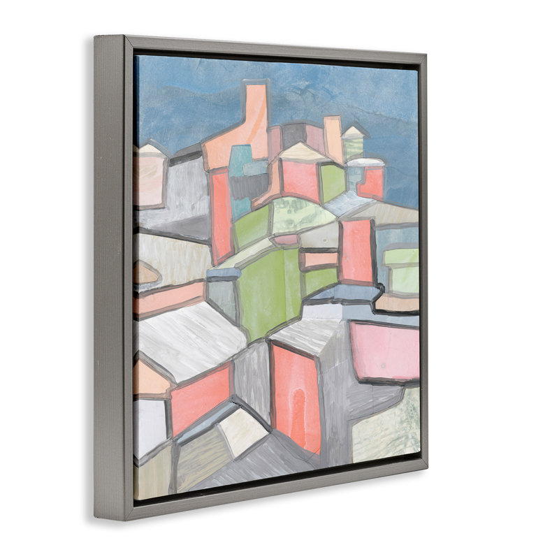 Art contemporain encadré flottant par Coco Good, Cadre flottant gris lustré, H 18 po x l 18 po