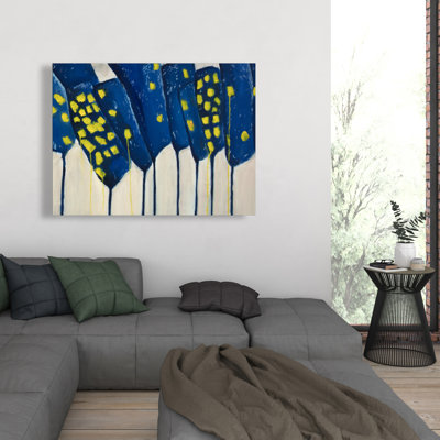 Abstract Blue Flowers Canvas - Floral Home Decor Art
