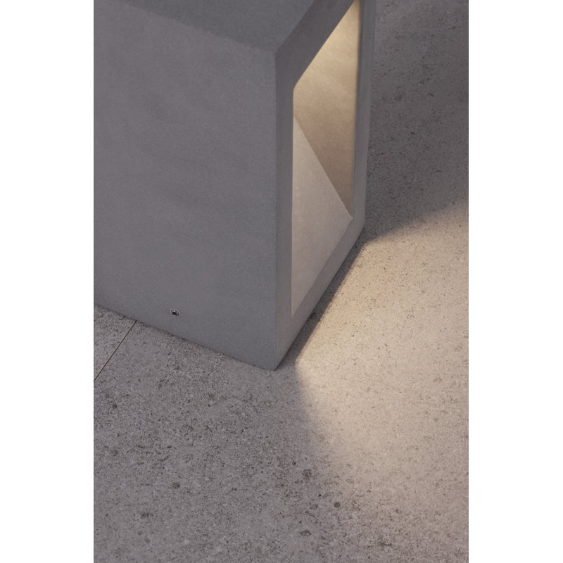 Grey Integrated LED Concrete Bollard Light, 25cm H x 12cm W x 12cm D