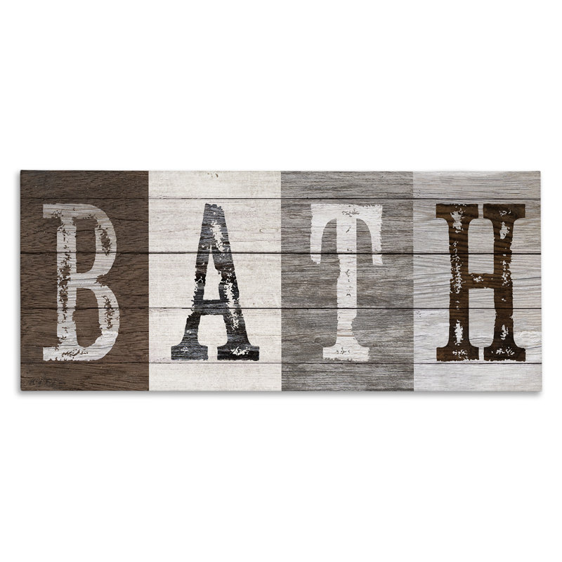«Rustic Bath Letters Canvas», conception par Susan Arnot, H 10 po x l 24 po
