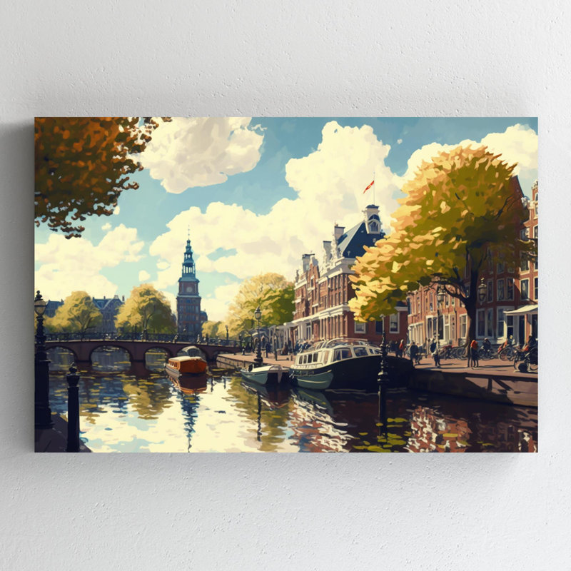 Amsterdam Romanticism Style - 1 pièce, impression d'art graphique rectangulaire sur toile tendue