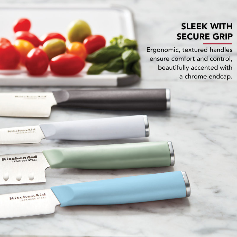 Kitchenaid Classic Chef Knife Set, 4 Piece, Blue/White/Green/Gray