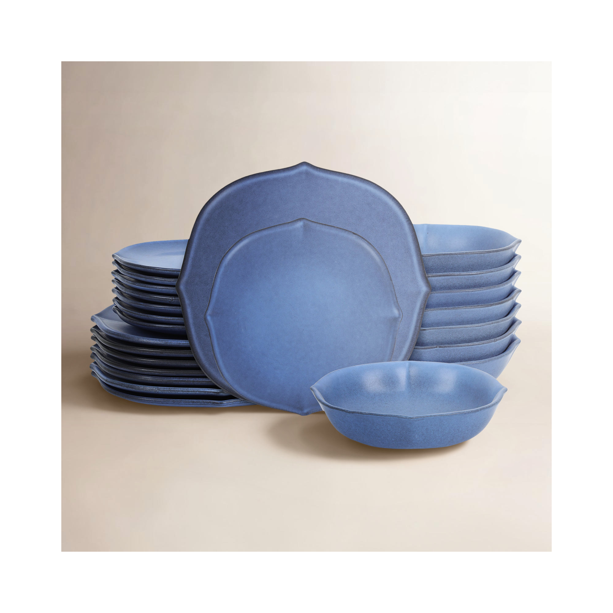 Stone Lain Baskerville 24-Piece Dinnerware Set Stoneware, Blue