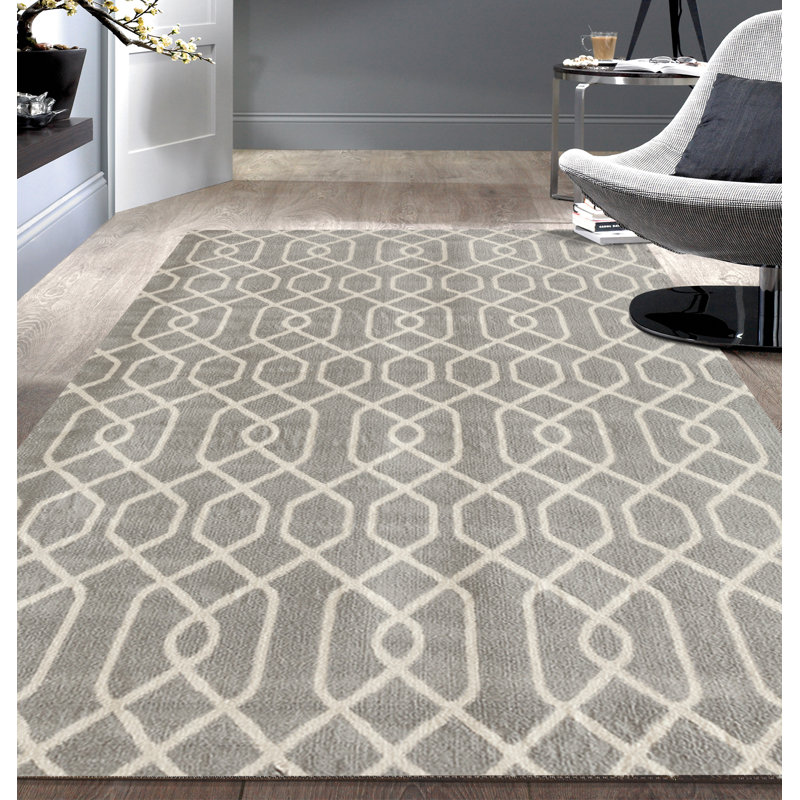 Pullins Geometric Indoor Rug, Rectangle 5' x 7'