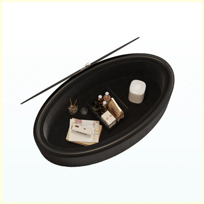 Table basse de rangement ovale cachée 33,46 po, plateau en verre trempé certifié 3C et table de rangement en cuir de qualité supérieure revêtue de cuir blanc moderne