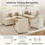 Banc de coin-repas pour 6 personnes avec rangement, chenille beige lavable-130975713-130975720