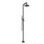 Douche d'extérieur autoportante en acier inoxydable H 87 po avec pomme de douche à effet de pluie et douche à main avec contrôle de la température H 87 po-126724170
