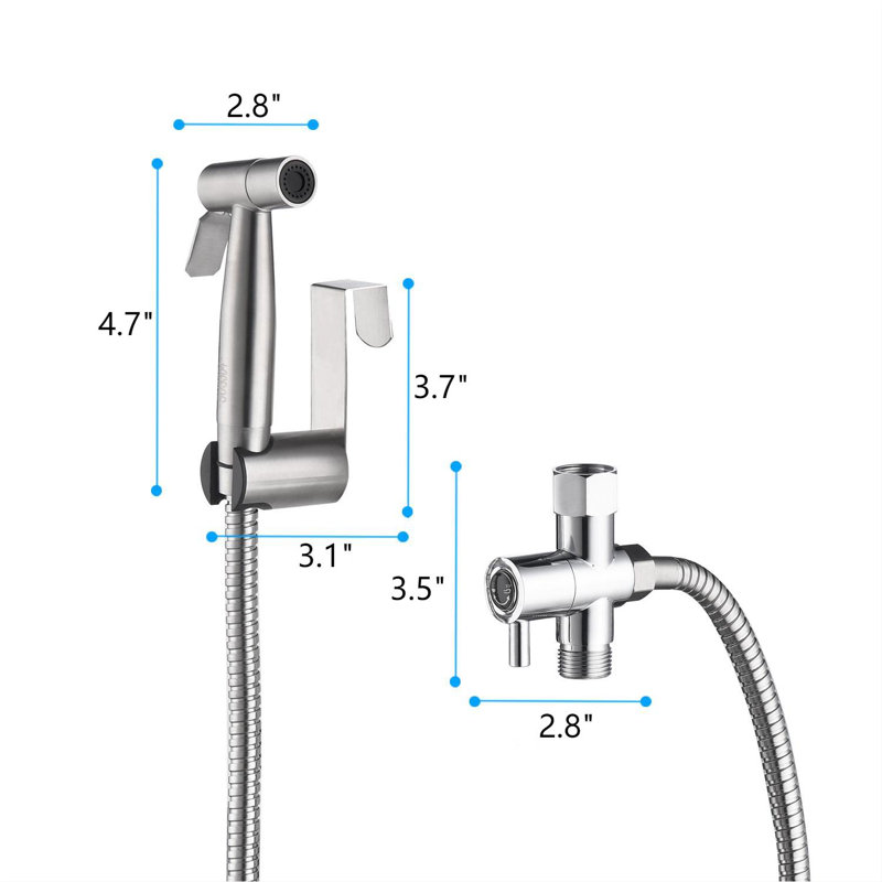 Stainless Steel Handheld Bidet Sprayer with Brass Valve