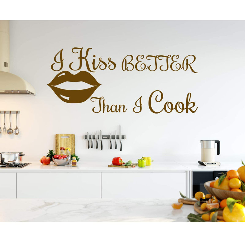 Adhésif décoratif i baiser better than I Cook, H 13,5 po x l 30 po, Brun