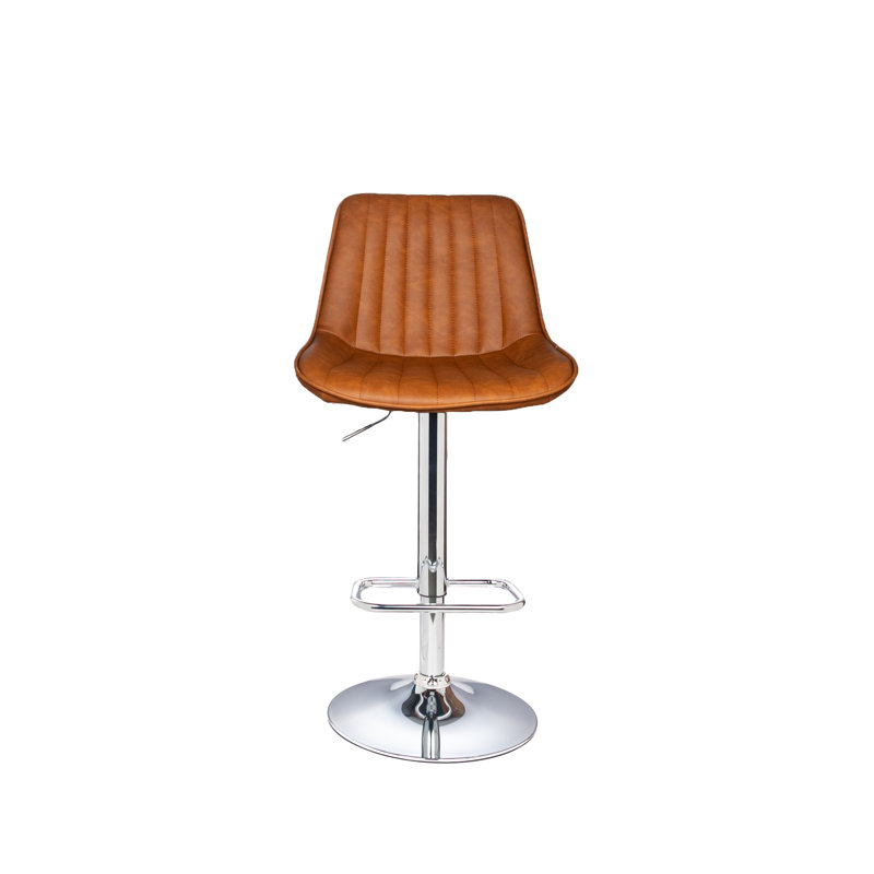 Tabouret de bar réglable Wun, Brun caramel / chrome