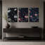 Triptyque de fleurs roses et blanches avec Halloween, ensemble de 3 toiles-1779227829