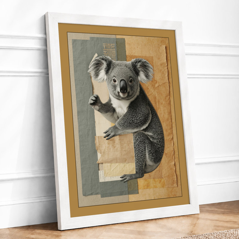 Koala at Rest Minimalist - Framed Print, A4 - 29.7 x 21.0 cm, White