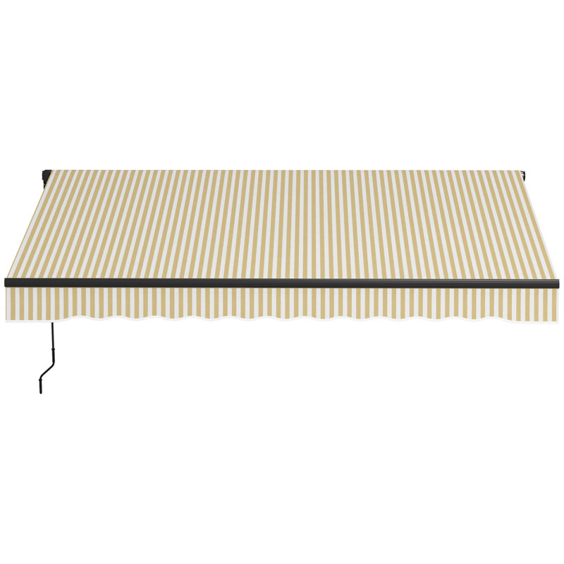 12' X 10' Retractable Awning, Patio Awning Sunshade Shelter With Manual Crank Handle, 280Gsm Uv Resistant Fabric And Aluminum Frame For Deck, Balcony, Yard, Beige And White