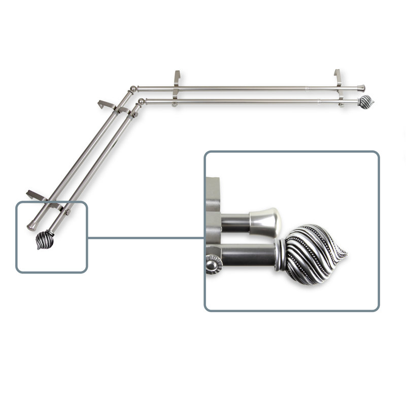 Ensemble de tringle à rideaux double et quincaillerie Sebergham, H 28 po x l 48 po, Nickel satiné