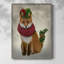 «Christmas Holly and Ivy Fox», reproduction encadrée - bois massif