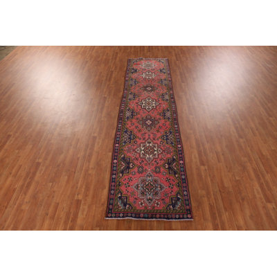 Pink Geometric Traditional Runner Rug 3x12