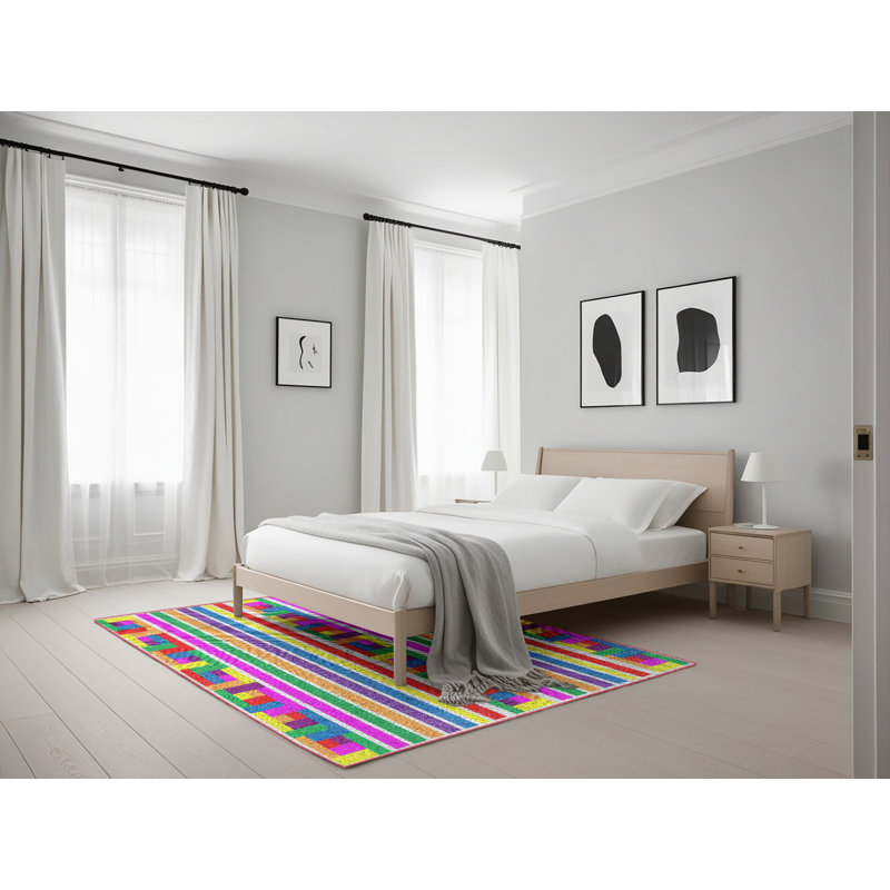 Tapis rouge/vert/bleu Koga, Rectangle 5 pi x 7 pi