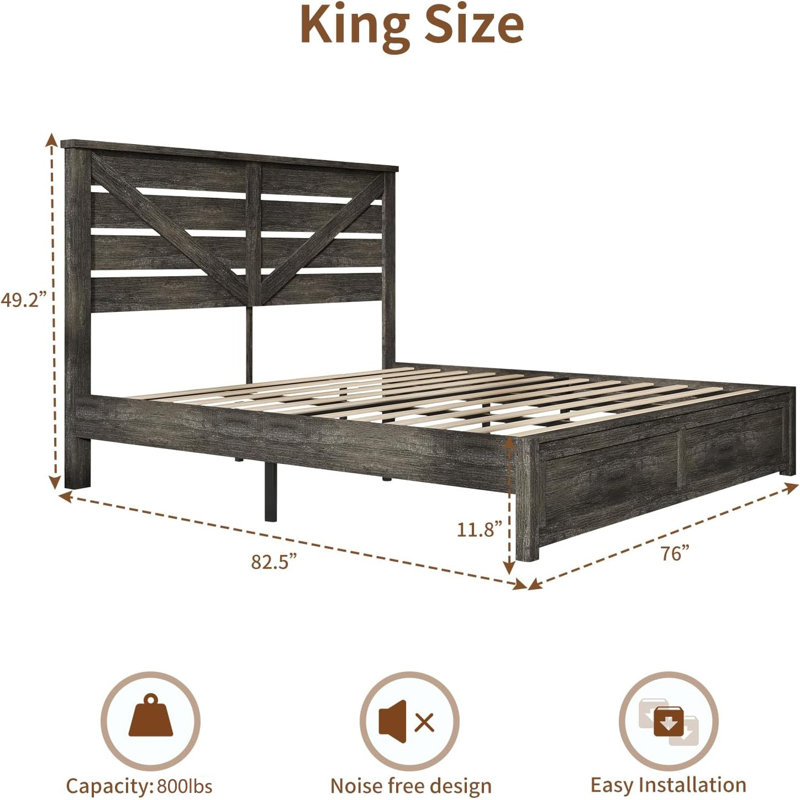 Devaya Panel Bed, Grey, King