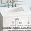 Meuble-lavabo de salle de bain 30 po, armoire en bois massif blanc avec comptoir en marbre. Flair, système de fermeture en douceur. Comptoir de meuble-lavabo 24v03-30Wh entièrement assemblé, conception chic, charnières.