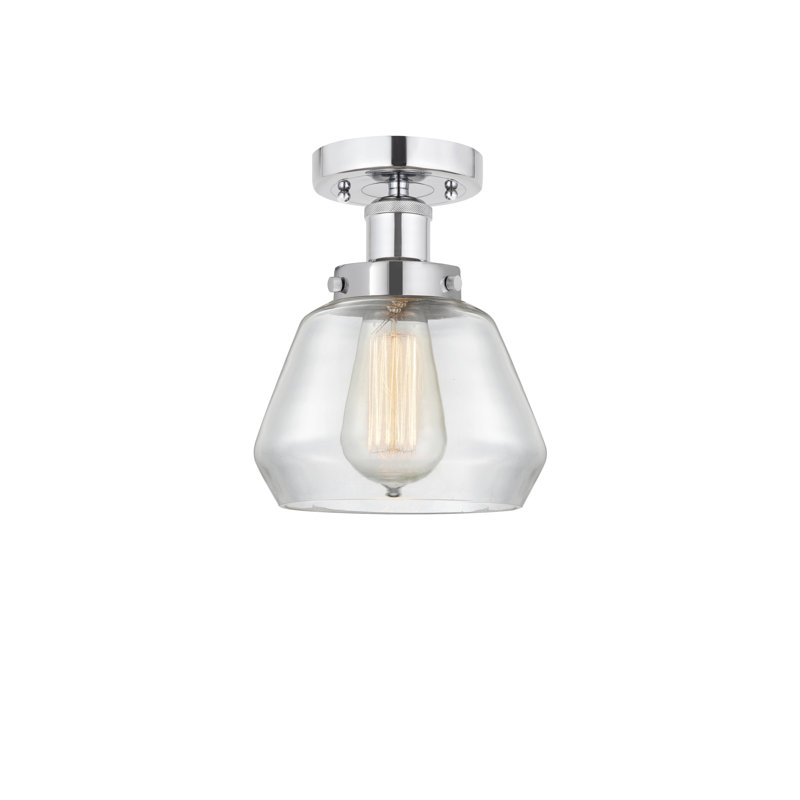 Plafonnier semi-encastré en verre Cahn, Transparent, Chrome poli