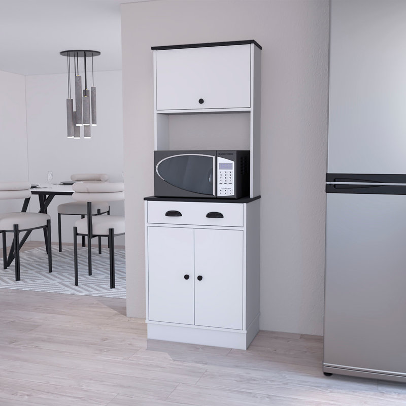 Garde-manger à 2 armoires, Blanc/Noir