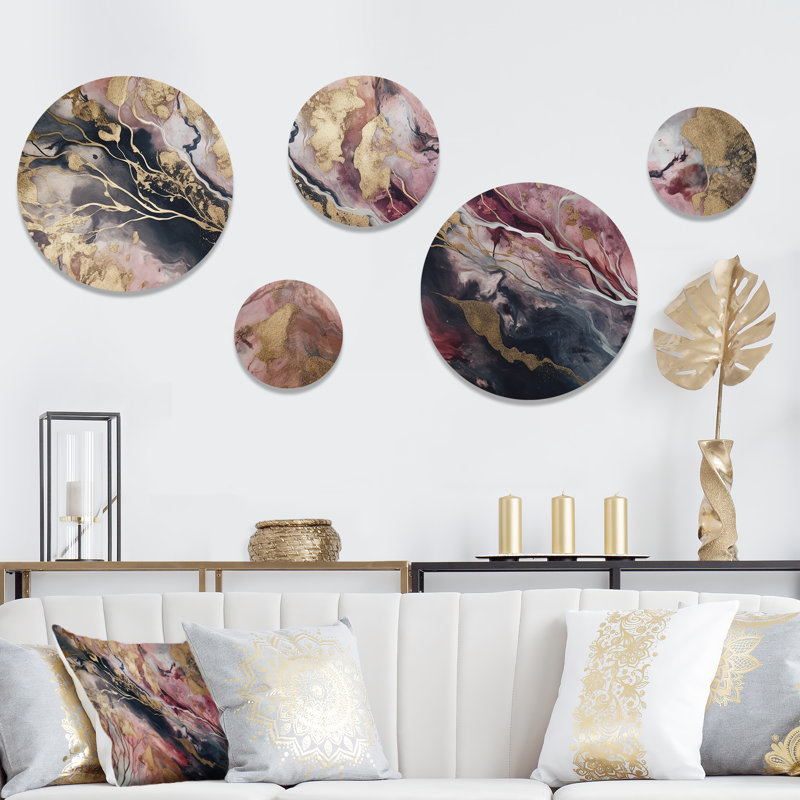 Exploring the Depths of Pink Geode V - Abstract Marble Metal Wall Décor
