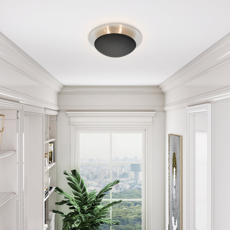 Rocher Steel Semi-Flush Sconce/Wall Sconce, Black, Black