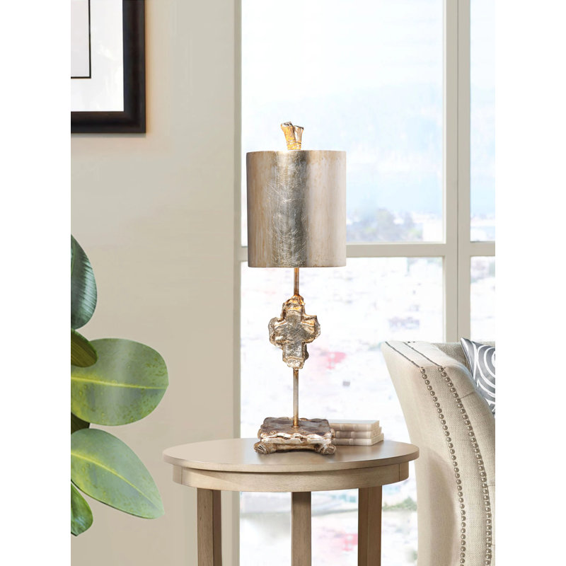 Cross 23" Table Lamp, Silver