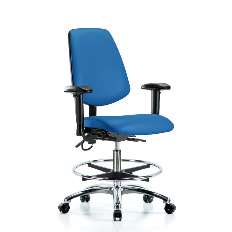 Leonardo Drafting Chair, Blue, Glides, Not Included