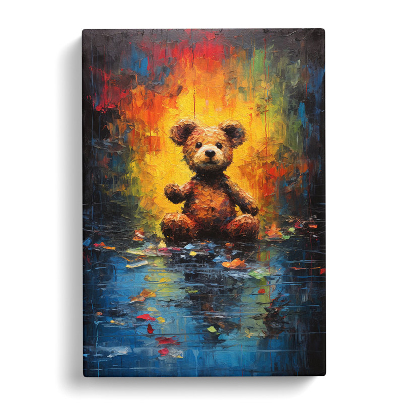 Teddy Bear Action Painting No.2 - Print, 50cm H x 35cm W x 3cm D