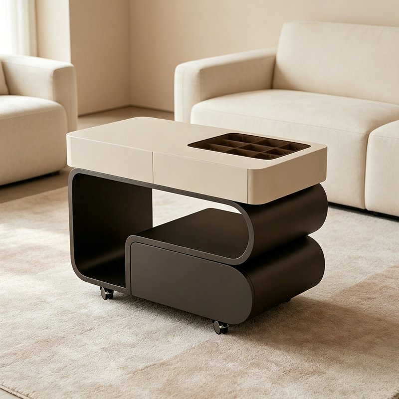 Table basse légère de luxe de style crème, Noir