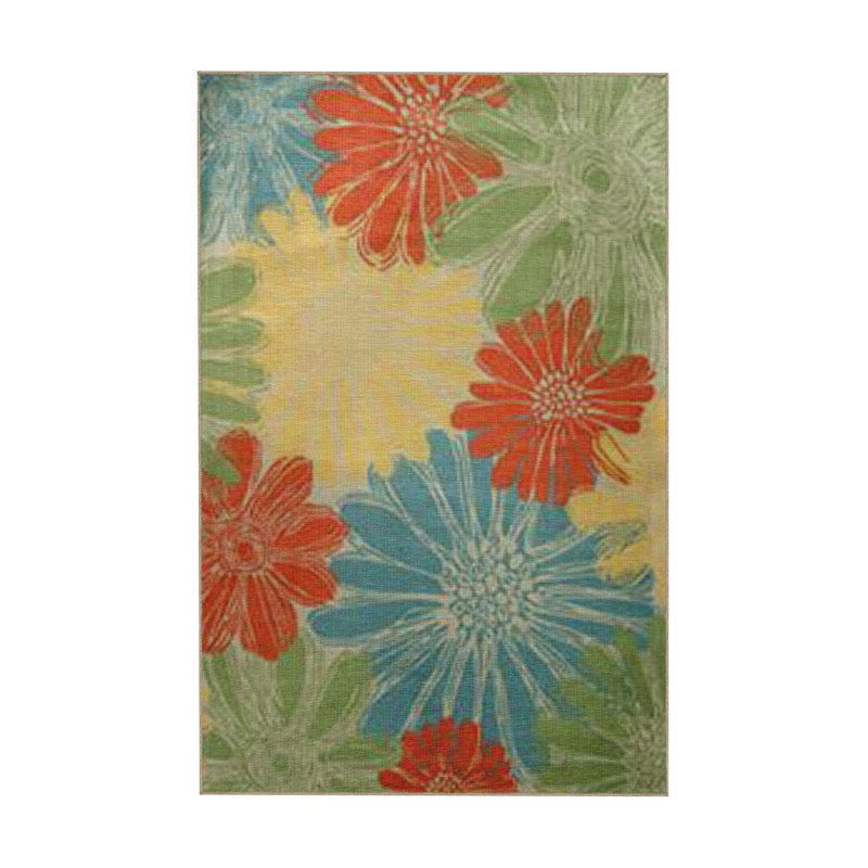 Multi Color Mixed Floral Rose Pattern Modern Decorative Machine Washable Area Rug, Rectangle 3'3" x 4'11"