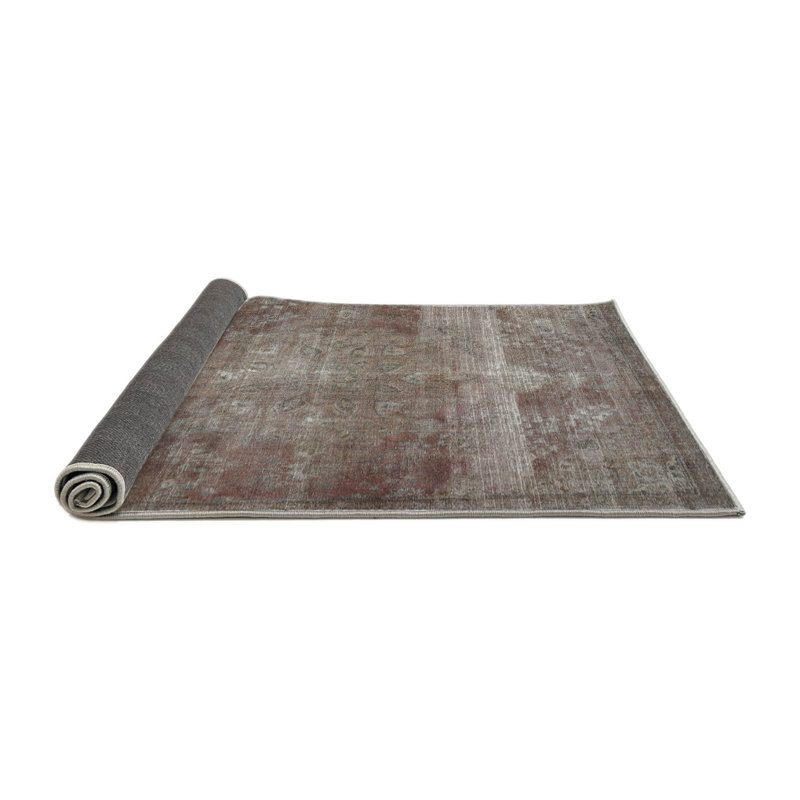 Tapis gris/zone noire contemporaine, Rond 7 pi