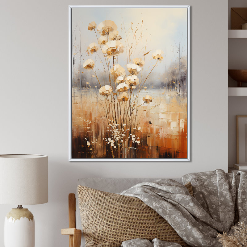 «Miminimalisme beige et gris pré», reproduction sur toile, H 44 po x l 34 po x P 1,5 po, Cadre flottant blanc