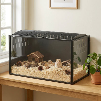 Hamster Cage Steel Frame Acrylic Rat Cage with Openable Top