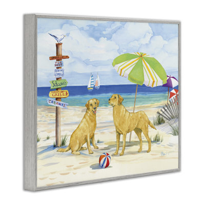 «Dog Beach Day», art de la giclée encadrée par Paul Brent